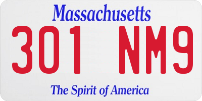 MA license plate 301NM9