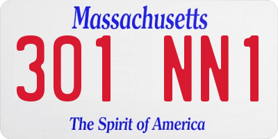 MA license plate 301NN1