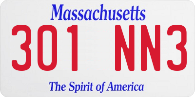 MA license plate 301NN3