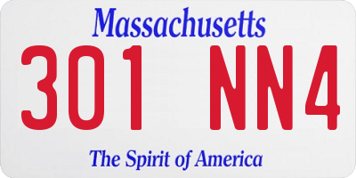 MA license plate 301NN4