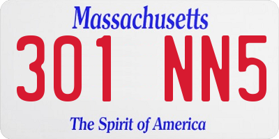 MA license plate 301NN5