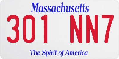 MA license plate 301NN7