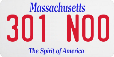 MA license plate 301NO0