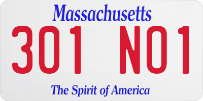 MA license plate 301NO1