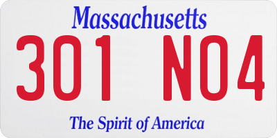 MA license plate 301NO4