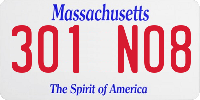 MA license plate 301NO8