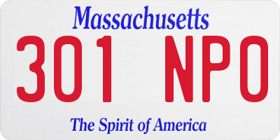 MA license plate 301NP0