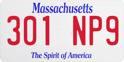 MA license plate 301NP9