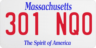 MA license plate 301NQ0