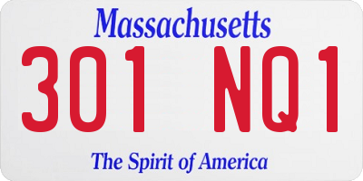 MA license plate 301NQ1