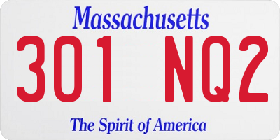 MA license plate 301NQ2