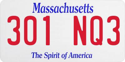 MA license plate 301NQ3