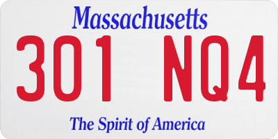 MA license plate 301NQ4