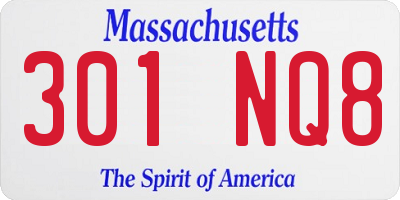 MA license plate 301NQ8