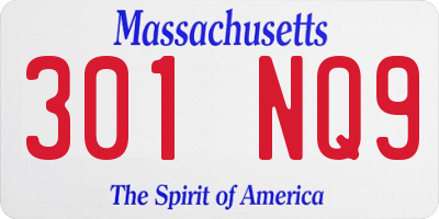 MA license plate 301NQ9
