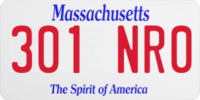 MA license plate 301NR0