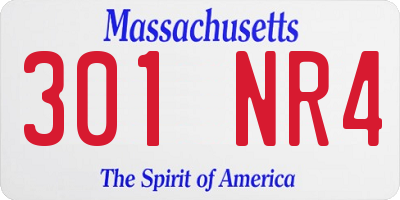 MA license plate 301NR4