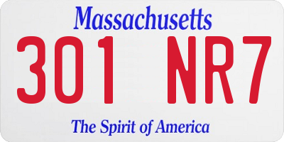 MA license plate 301NR7