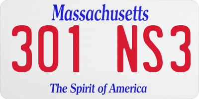 MA license plate 301NS3