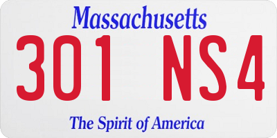 MA license plate 301NS4
