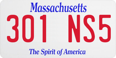 MA license plate 301NS5