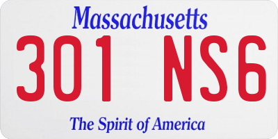 MA license plate 301NS6