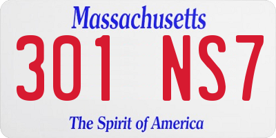 MA license plate 301NS7