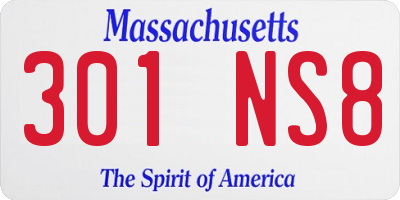 MA license plate 301NS8