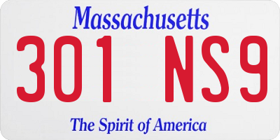 MA license plate 301NS9