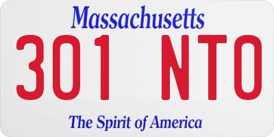 MA license plate 301NT0