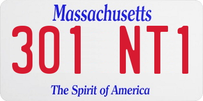 MA license plate 301NT1