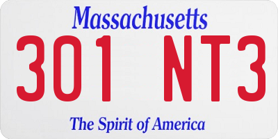 MA license plate 301NT3