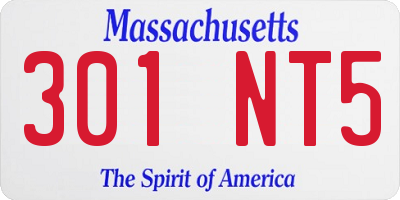 MA license plate 301NT5