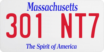 MA license plate 301NT7
