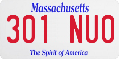 MA license plate 301NU0