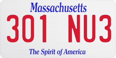 MA license plate 301NU3