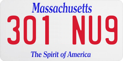 MA license plate 301NU9
