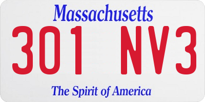 MA license plate 301NV3