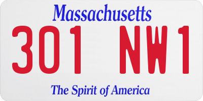 MA license plate 301NW1
