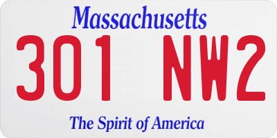 MA license plate 301NW2