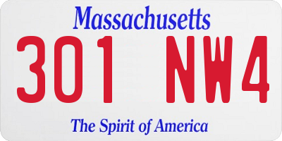 MA license plate 301NW4