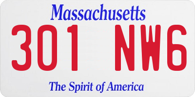 MA license plate 301NW6