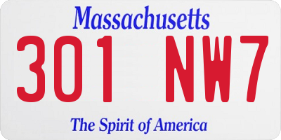 MA license plate 301NW7