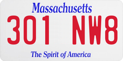 MA license plate 301NW8