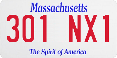 MA license plate 301NX1