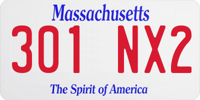 MA license plate 301NX2