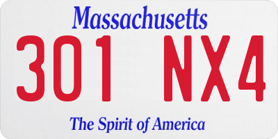 MA license plate 301NX4