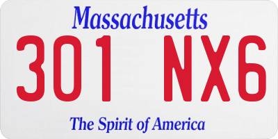 MA license plate 301NX6