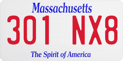 MA license plate 301NX8