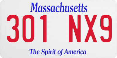 MA license plate 301NX9